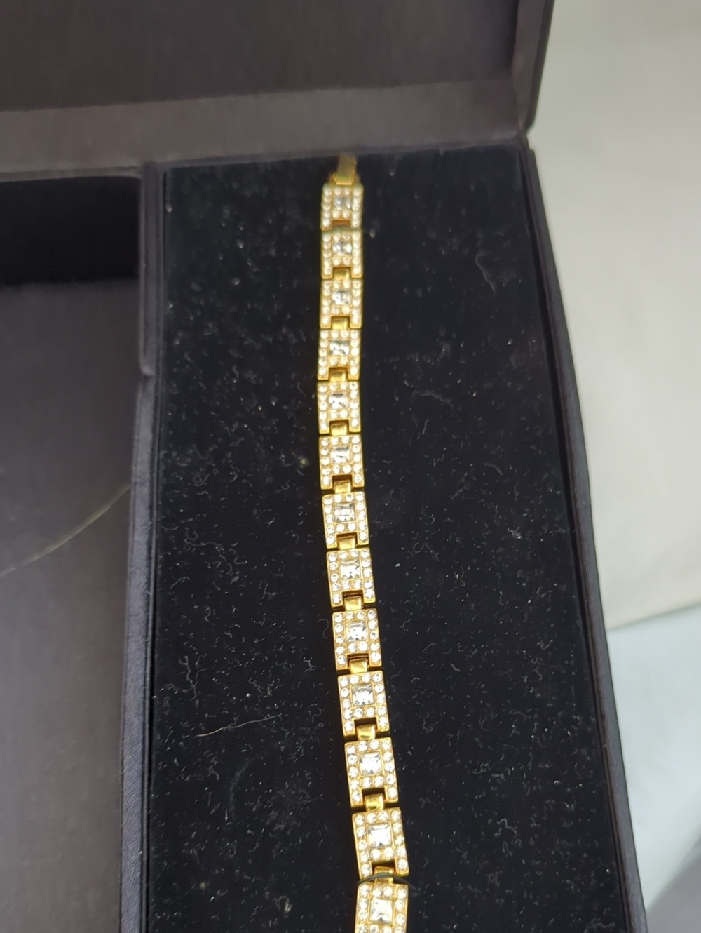 Sparkling Gold Link Bracelet with Clear Crystals